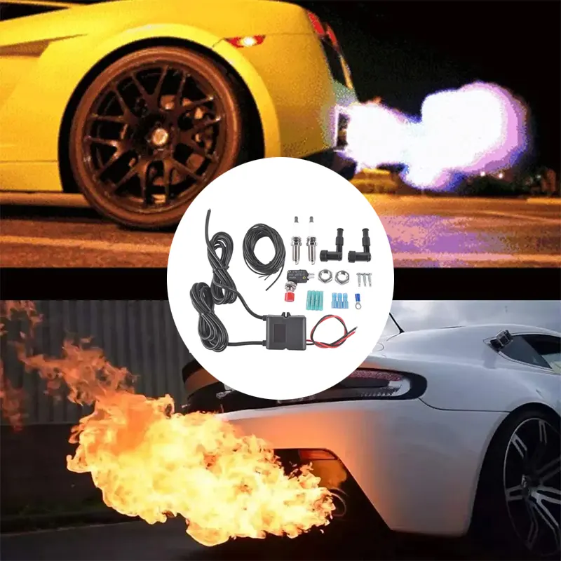 Modified Car Exhaust Flame Effect Display for Race Stunt Show